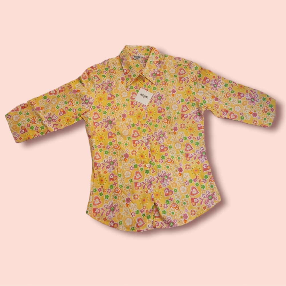 Bright Floral Yellow Button-Up Shirt
